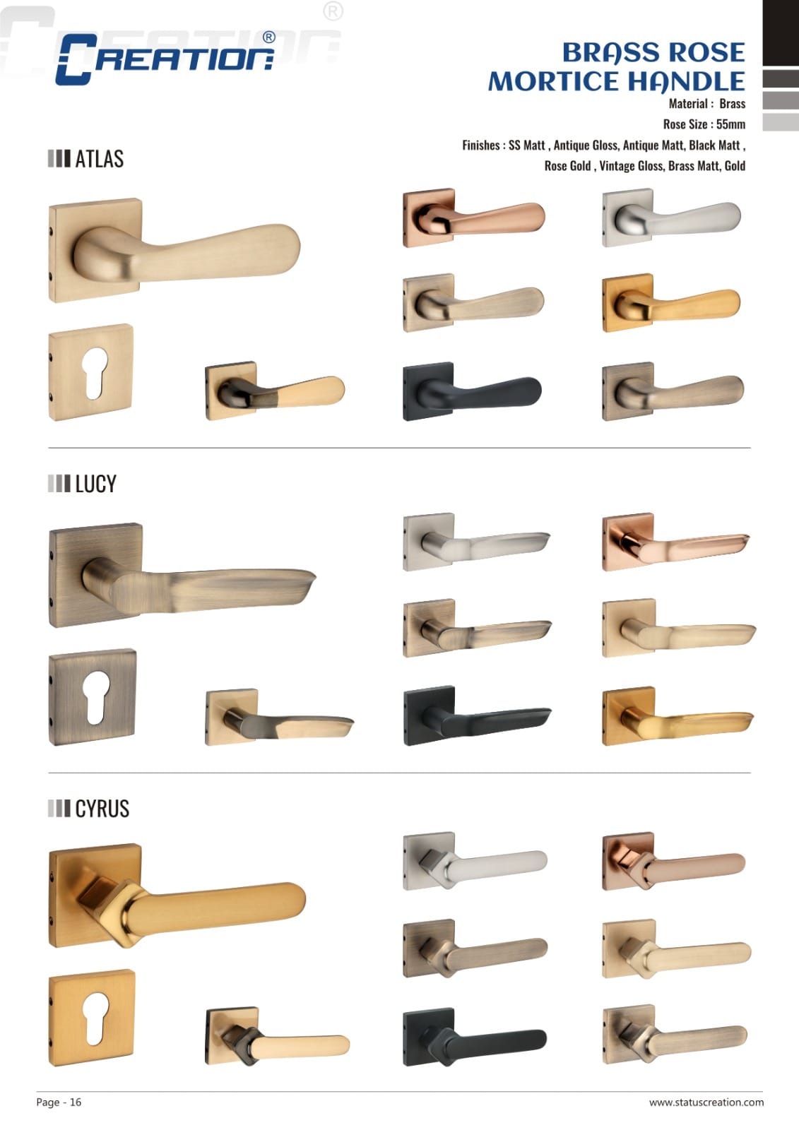 BRASS ROSE MORTICE HANDLE