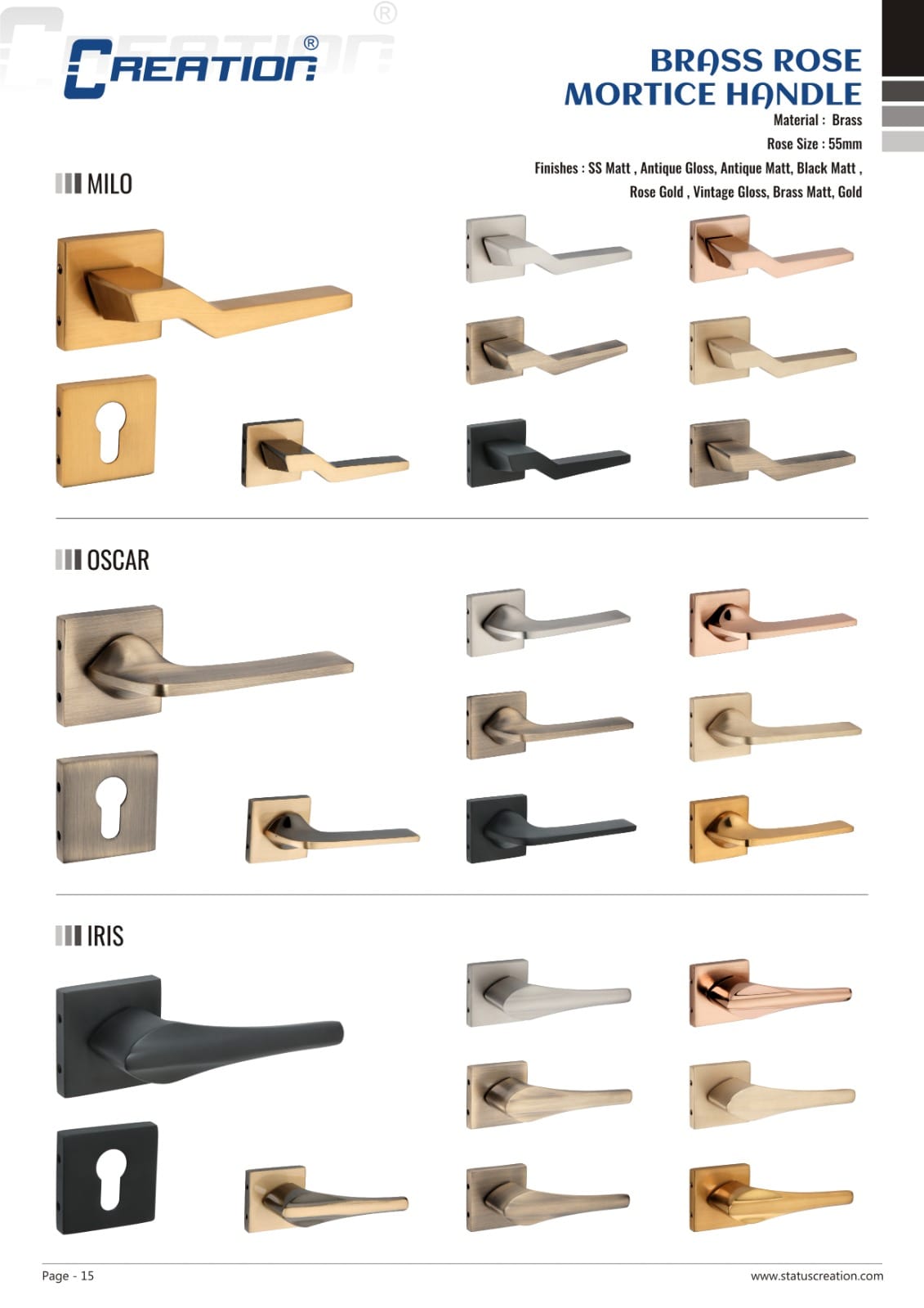 BRASS ROSE MORTICE HANDLE