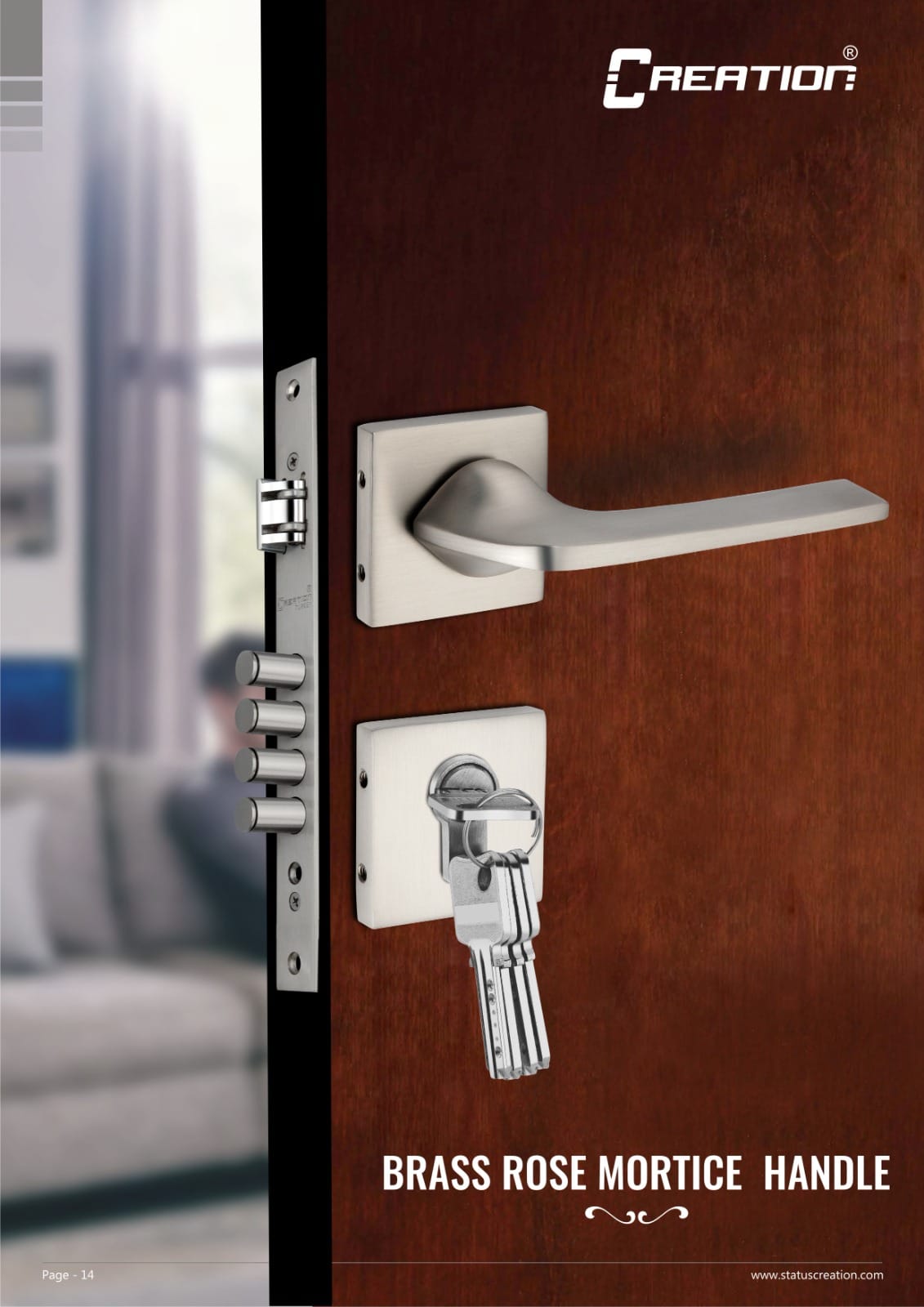 BRASS ROSE MORTICE HANDLE