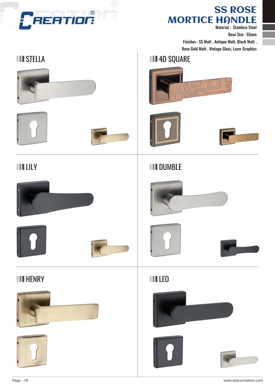 SS ROSE MORTIC HANDLE