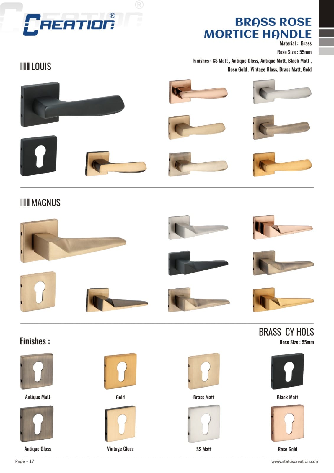 BRASS ROSE MORTICE HANDLE